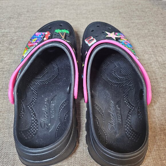 Skechers Black Women's Foamies Arch Fit Footsteps Stardust Clog Size 7.5 New - Picture 4 of 11